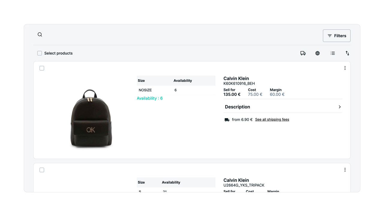 BDroppy-presentatiebeeld: productselectie