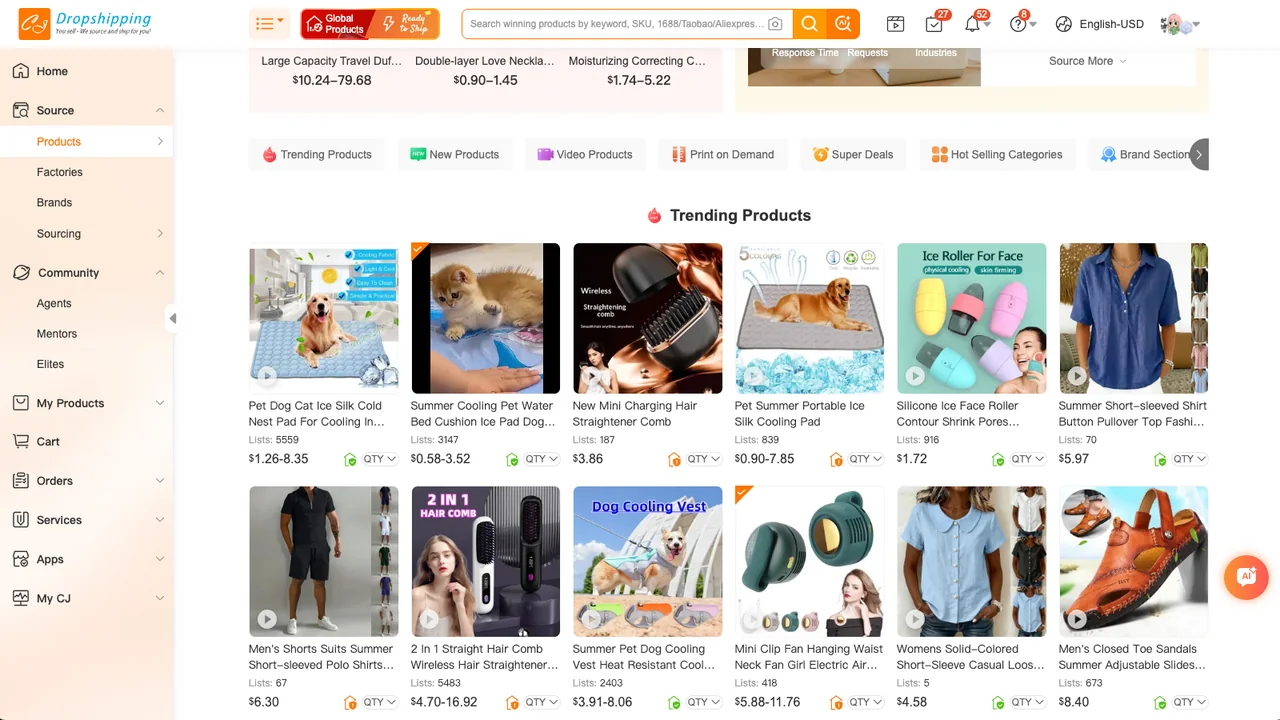 Productcatalogus in CJ Dropshipping - officieel presentatiebeeld