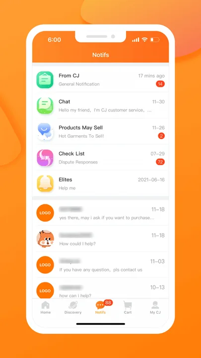Contact met support in de CJ-app - officieel presentatiebeeld