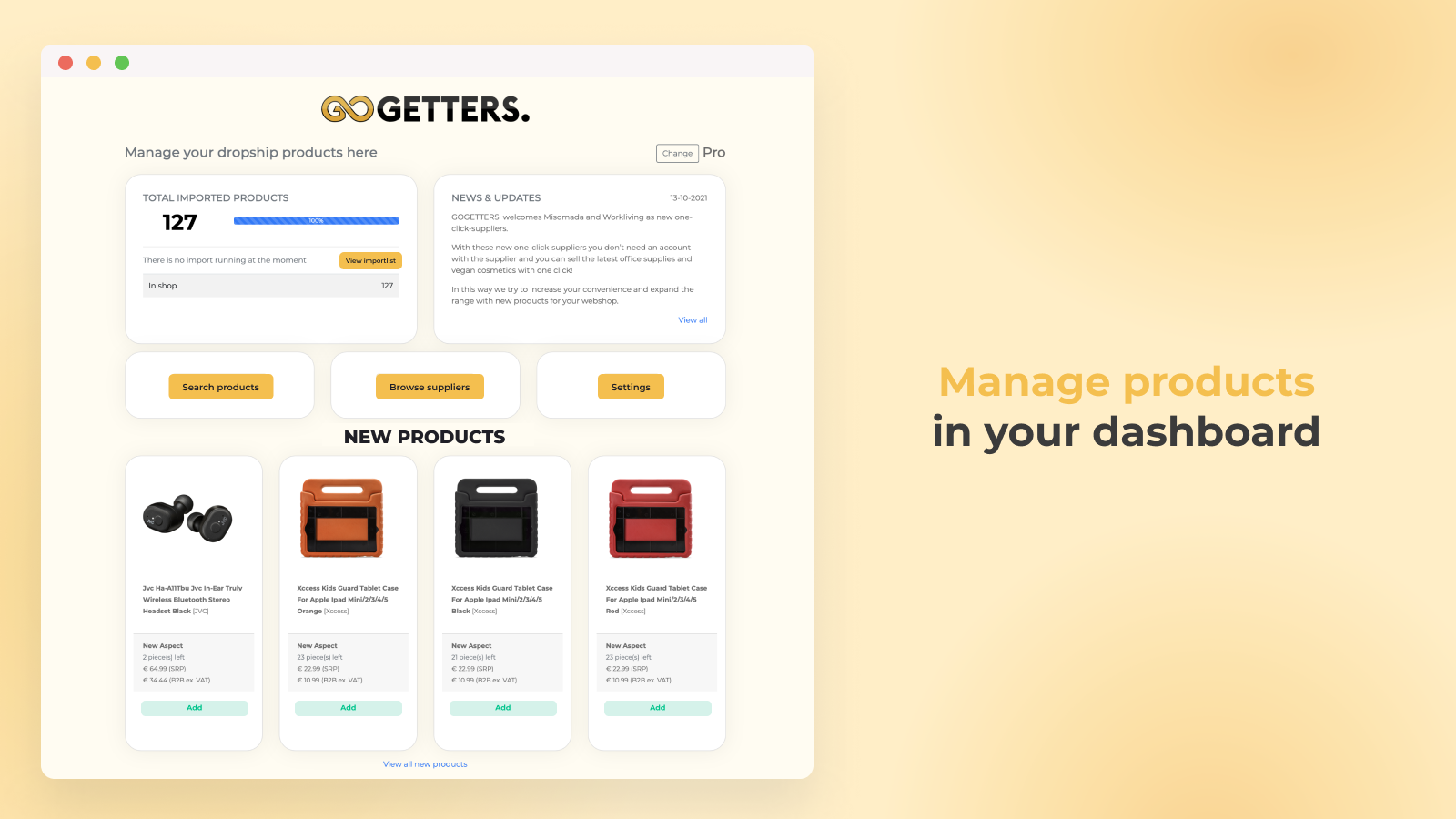 GOGETTERS-dashboard voor productbeheer