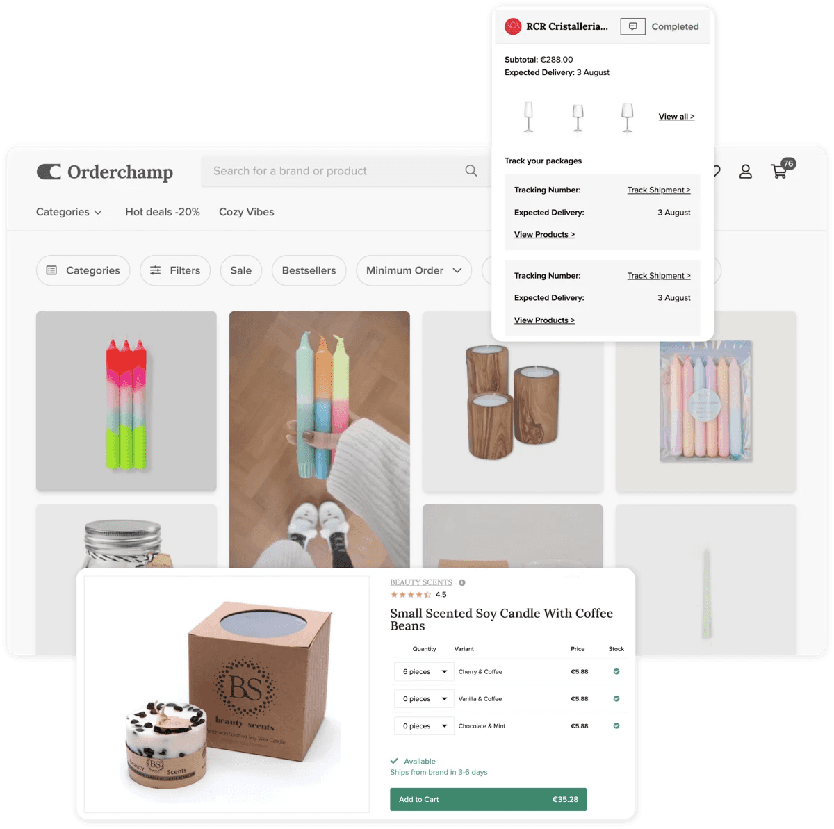 Orderchamp-catalogus met decoratie en orderinformatie