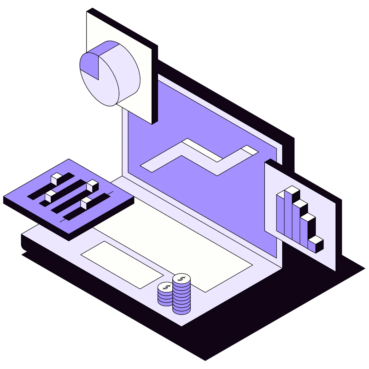 Illustratie van een beheerplatform met grafieken, afkomstig van ZEOS